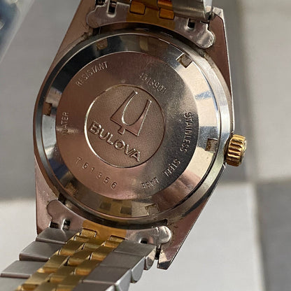 Rare Bulova Super Seville Calender Automatic Date Two Tone Gold Dial Watch Men