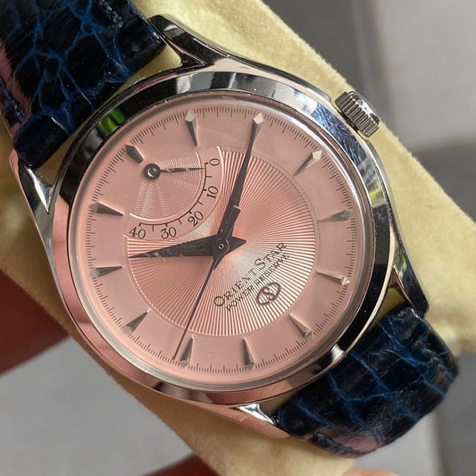 Rare Orient Star Power Reserve Indicator Automatic EW00-C1 Salmon Dial Mid Size