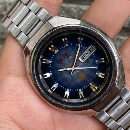 Rare Seiko Advan Automatic 6106-7670 25J Day Date Blue Dial Watch Men Vintage