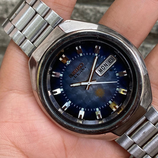 Rare Seiko Advan Automatic 6106-7670 25J Day Date Blue Dial Watch Men Vintage