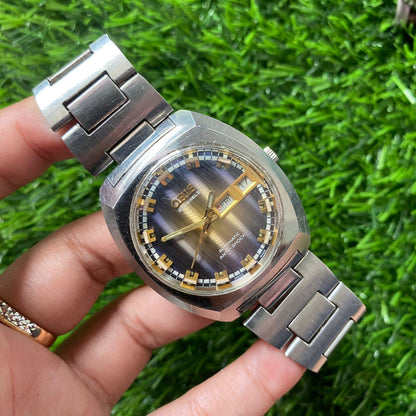 Rare Oris Automatic Day Date Gradation Dial 25 Jewels Vintage Swiss Watch Men