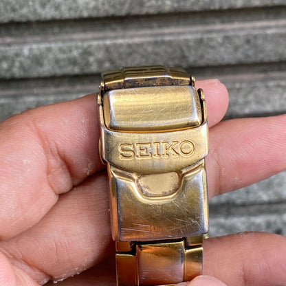 RARE Seiko 5 Superior Black Dial Automatic 7S36-01F0 Gold Vintage Men Watch