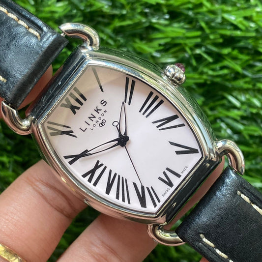 Rare Links of London 6020 0332 Driver Roman Index White Dial Quartz Swiss Watch