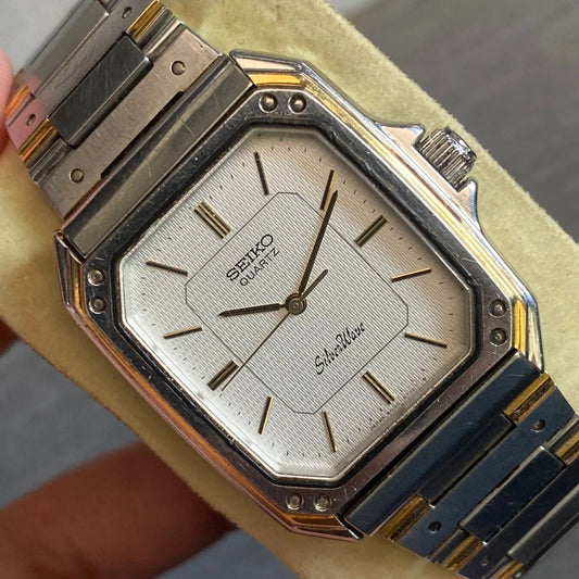 Rare Seiko Silverwave Quartz 6030-5530 White Dial Tank  Vintage Dress Watch Men