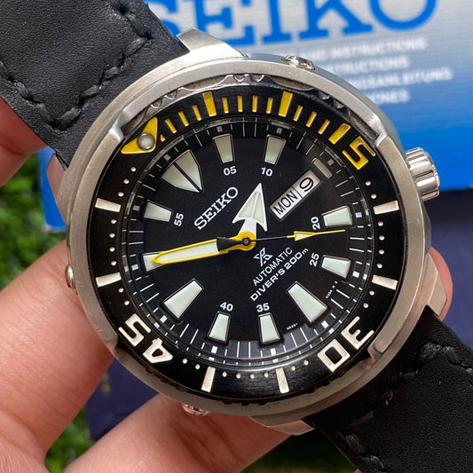 Rare Seiko Prospex SRP639 Yellow Fin Baby Tuna Black Dial Diver Watch Fullset