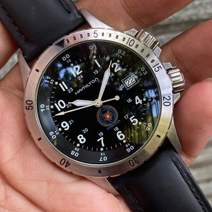 RARE Hamilton SAF Military H744511 Air Force Black Dial Swiss Made Men Watch