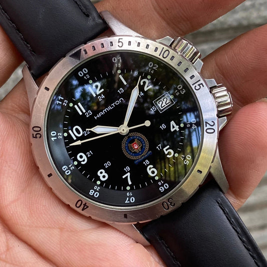 RARE Hamilton SAF Military H744511 Air Force Black Dial Swiss Made Men Watch