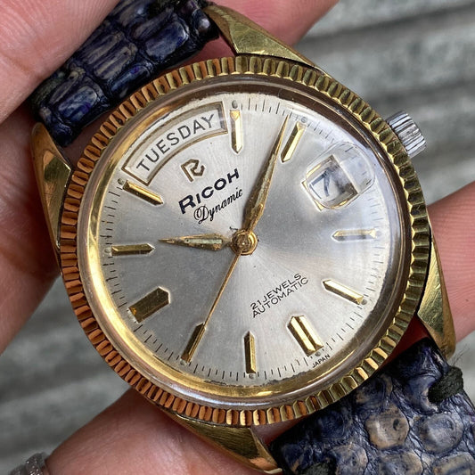 RARE Ricoh President Dynamic Automatic 21 Jewels Day Date Vintage Men Watch