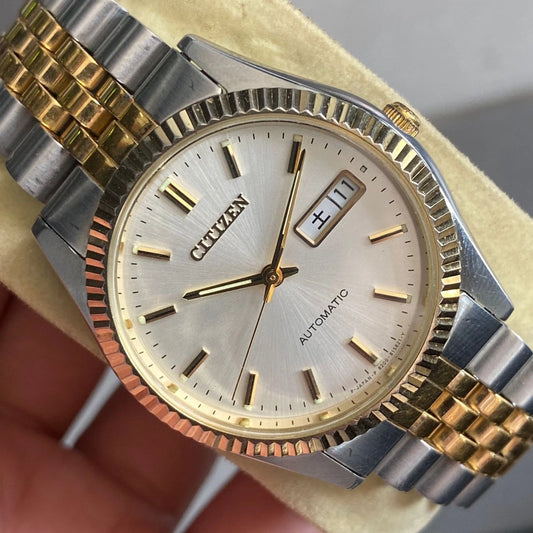 Rare Citizen president Day Date Automatic Two Tone White Dial Vintage Watch JDM