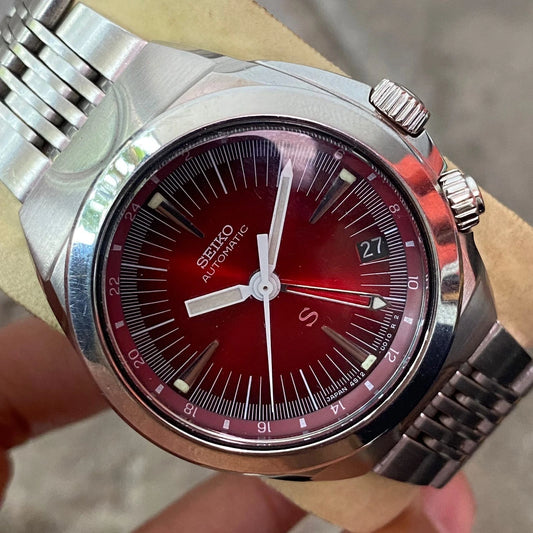 Rare Seiko SUS SCFF007 GMT Red Dial Automatic Hi-Beat Date Vintage Watch Men
