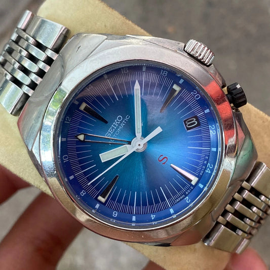 Rare Seiko SUS SCFF009 GMT Blue Dial Automatic Hi-Beat Date Vintage Watch Men