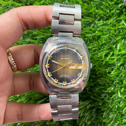 Rare Oris Automatic Day Date Gradation Dial 25 Jewels Vintage Swiss Watch Men