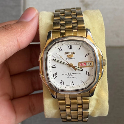 Rare Seiko Superior SKZ046 Roman Index White Dial Automatic Square Watch Men