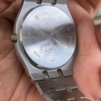 Rare Bulova Oak Style Hexagon Silver Quartz All Original Swiss