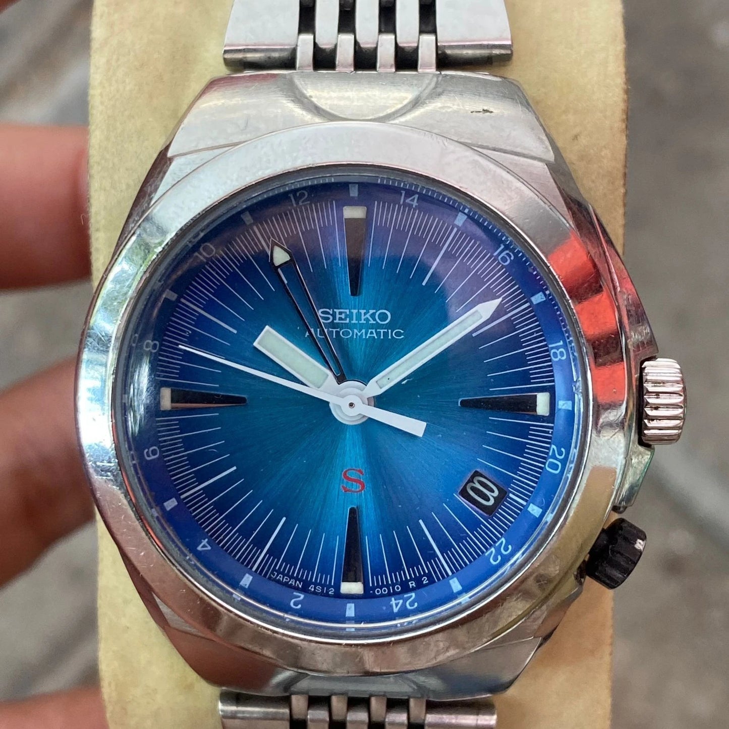 Rare Seiko SUS SCFF009 GMT Blue Dial Automatic Hi-Beat Date Vintage Watch Men
