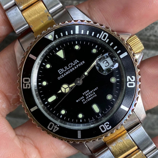 RARE Bulova Oceanographer Automatic ETA Swiss Diver Watch Men