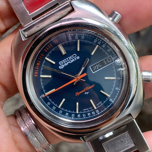 RARE Seiko Speedtimer Flyback Blue Dial Automatic 7017-8000 Vintage Watch JDM