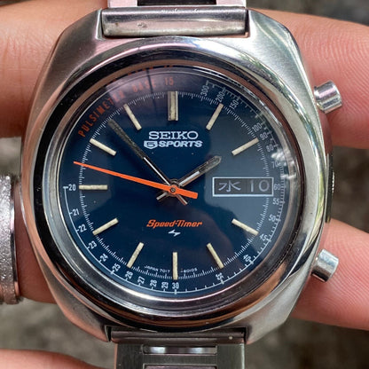 RARE Seiko Speedtimer Flyback Blue Dial Automatic 7017-8000 Vintage Watch JDM