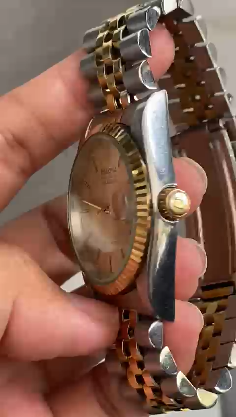 Rare Bulova Super Seville Calender Automatic Date Two Tone Gold Dial Watch Men
