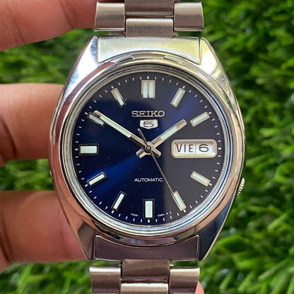 Rare Seiko 5 SNXS77 Automatic 7s26-0480 Blue Dial Day Date Vintage Watch Men