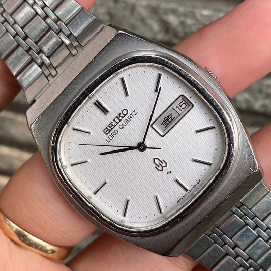 RARE Seiko Lord Quartz 7143-5010 Silver Dial Day Date JDM Watch Dress Vintage