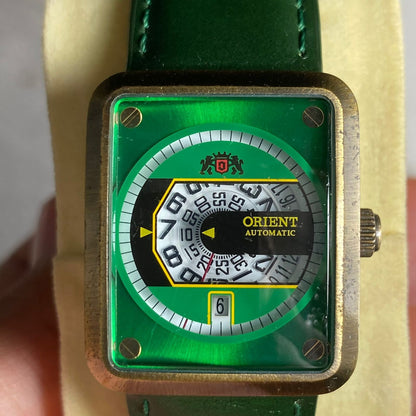 Rare Orient Jumping Hour NRAK-A0 Jump Hour Automatic Green Dial Vintage Watch