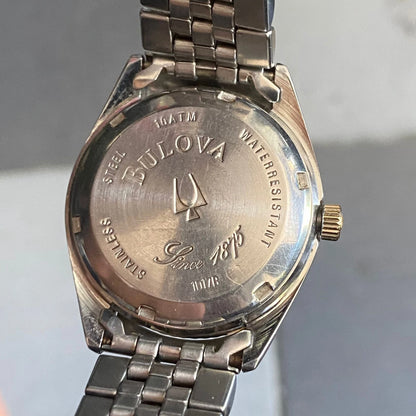 Rare Bulova Computer Dial Automatic Date Diamond Index Two Tone Boys Size Watch